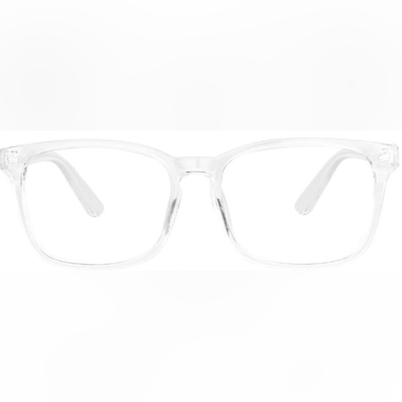 Square Lens Glasses Women Mens Non-Prescription Eyeglasses Blue Blockers - Clear - Picture 1 of 8
